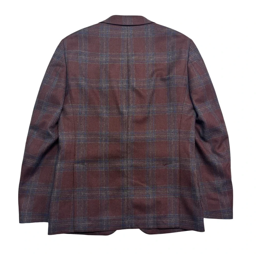 Michael Kors 38R Burgundy Gray Plaid Blazer Jacket Flannel Wool Sport Suit Coat